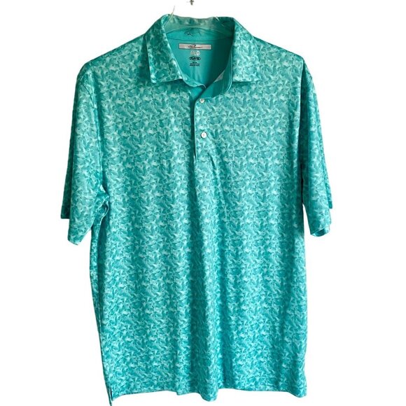 Greg Norman Collection Shark Print Polo Shirt Men's Medium NEW - Picture 1 of 8